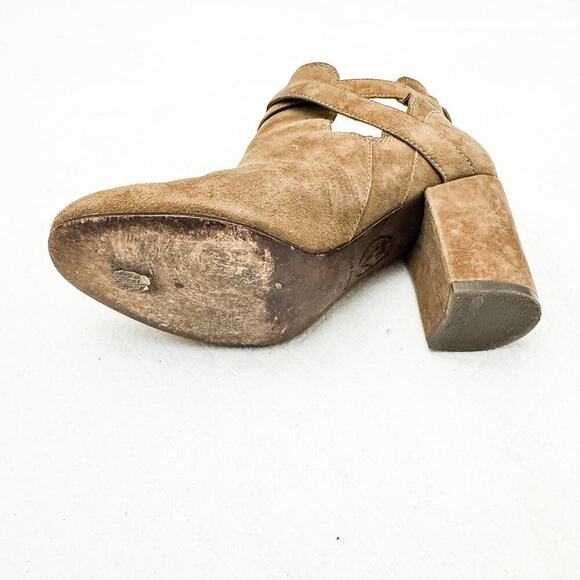 ASH Famous Suede Leather Cross Strap Heeled Ankle Boots Size 37 - Picture 4 of 8